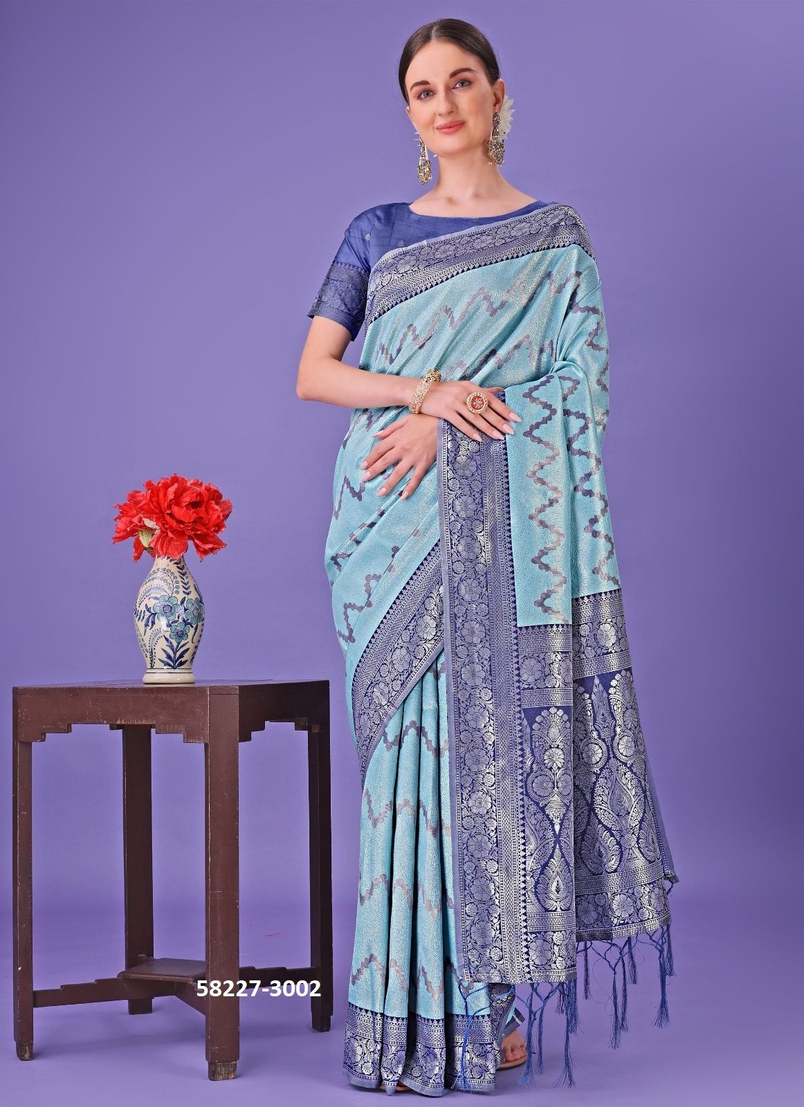 PLAZZO SILK 3 - Catalog # 58227 (Set of 8 Sarees) by Brand STROLLAY ®