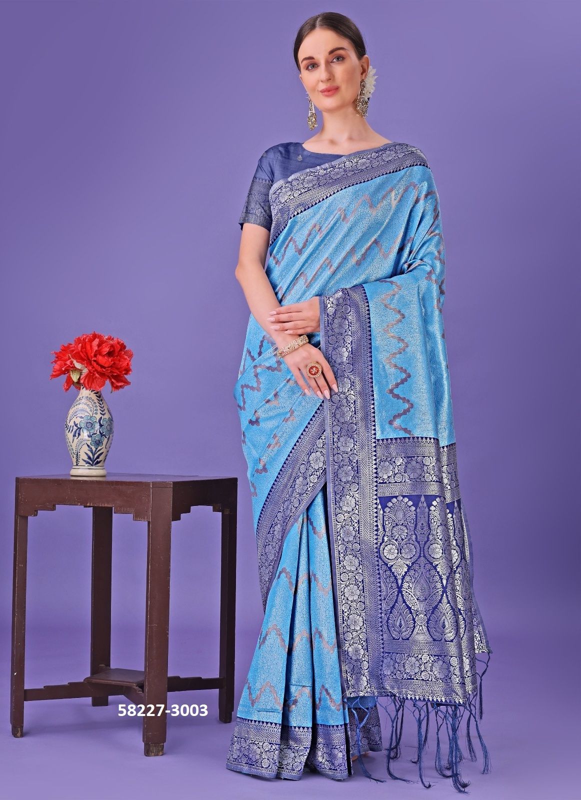 PLAZZO SILK 3 - Catalog # 58227 (Set of 8 Sarees) by Brand STROLLAY ®