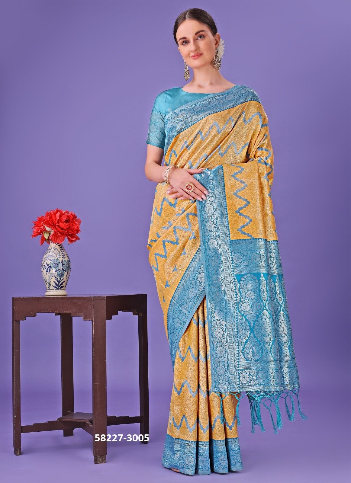 PLAZZO SILK 3 - Catalog # 58227 (Set of 8 Sarees) by Brand STROLLAY ®