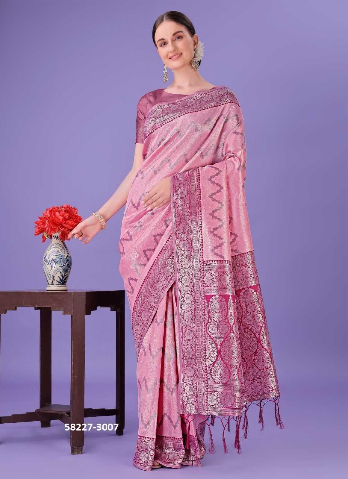 PLAZZO SILK 3 - Catalog # 58227 (Set of 8 Sarees) by Brand STROLLAY ®