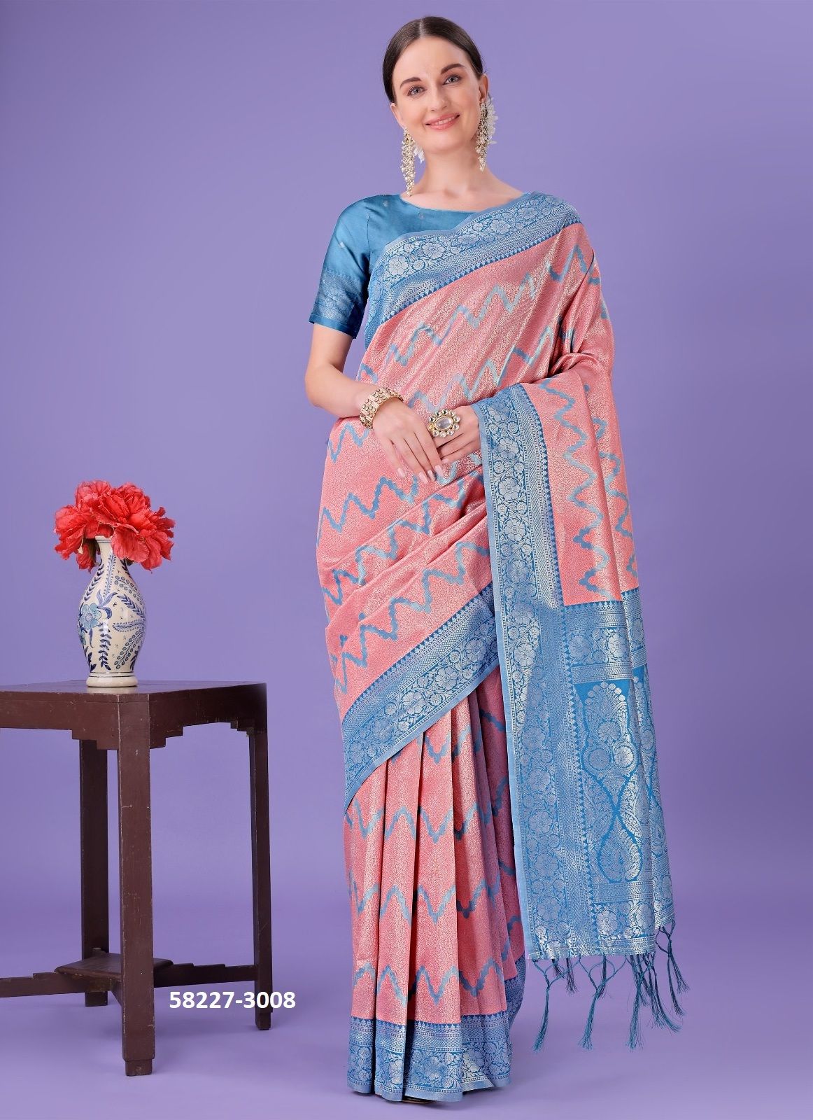 PLAZZO SILK 3 - Catalog # 58227 (Set of 8 Sarees) by Brand STROLLAY ®