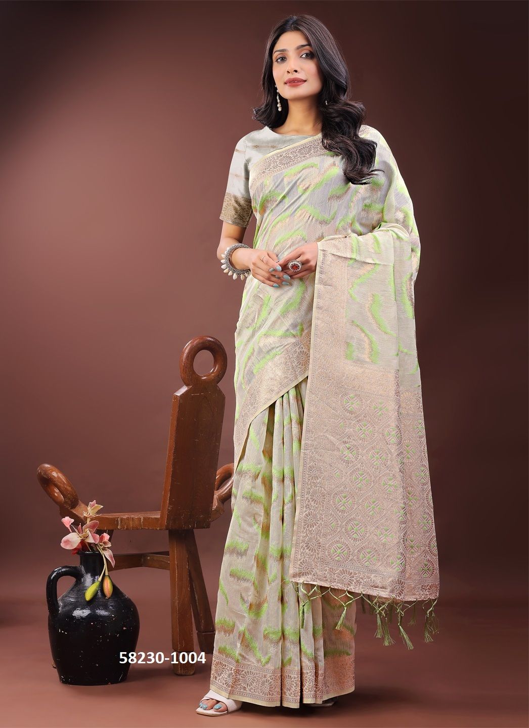 LINEN QUEEN 4 - Catalog # 58230 (Set of 4 Sarees) by Brand STROLLAY ®