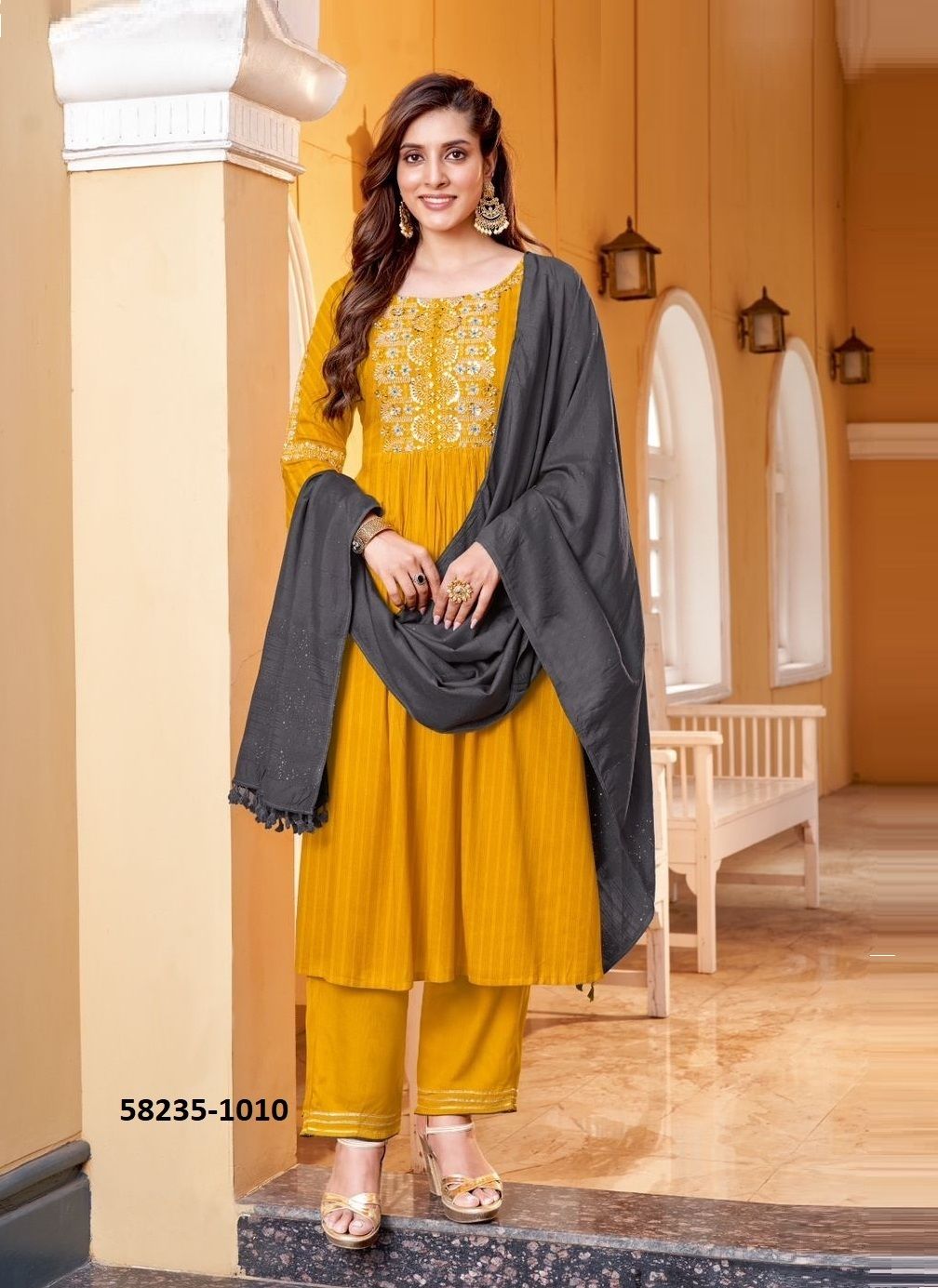 CORAL 2 - Catalog # 58235 (Set of 6 Readymade Salwar Suits) by Brand WOOGLEE FASHIONS