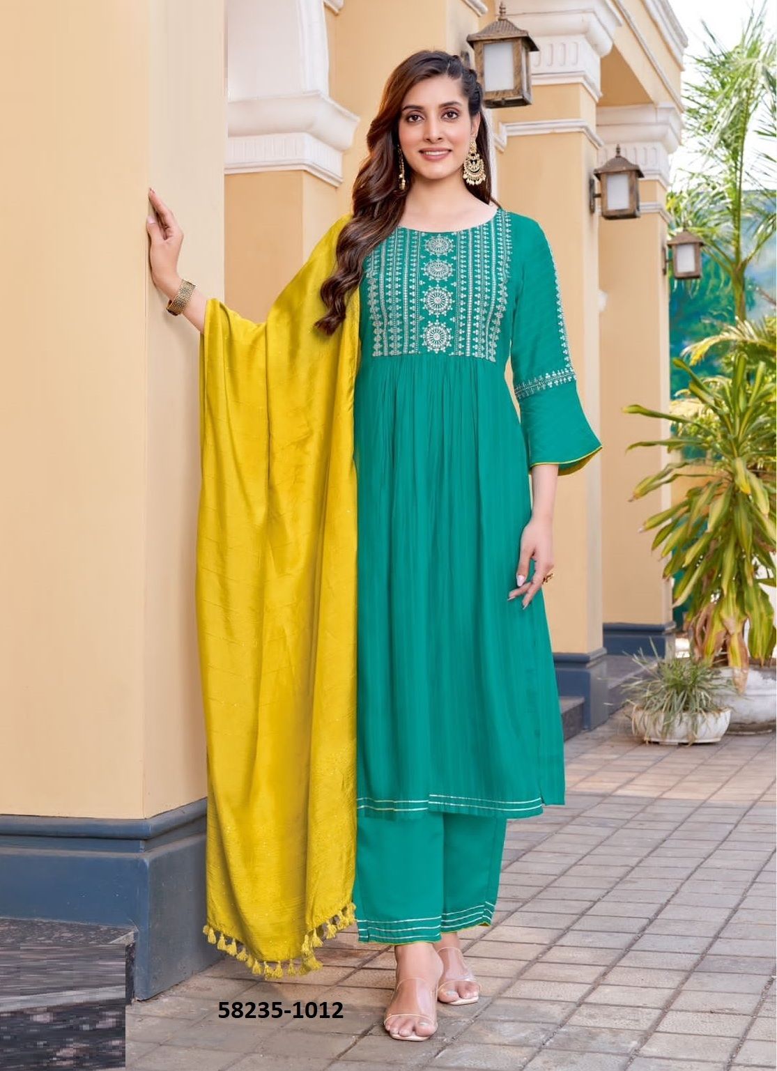 CORAL 2 - Catalog # 58235 (Set of 6 Readymade Salwar Suits) by Brand WOOGLEE FASHIONS