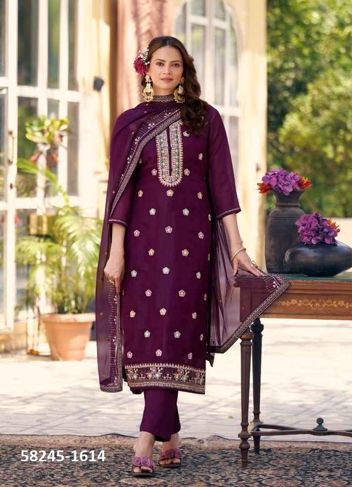 IBADAT - Catalog # 58245 (Set of 4 Semi-Stitched / Un-Stitched Suits) by Brand FOUR DOTS
