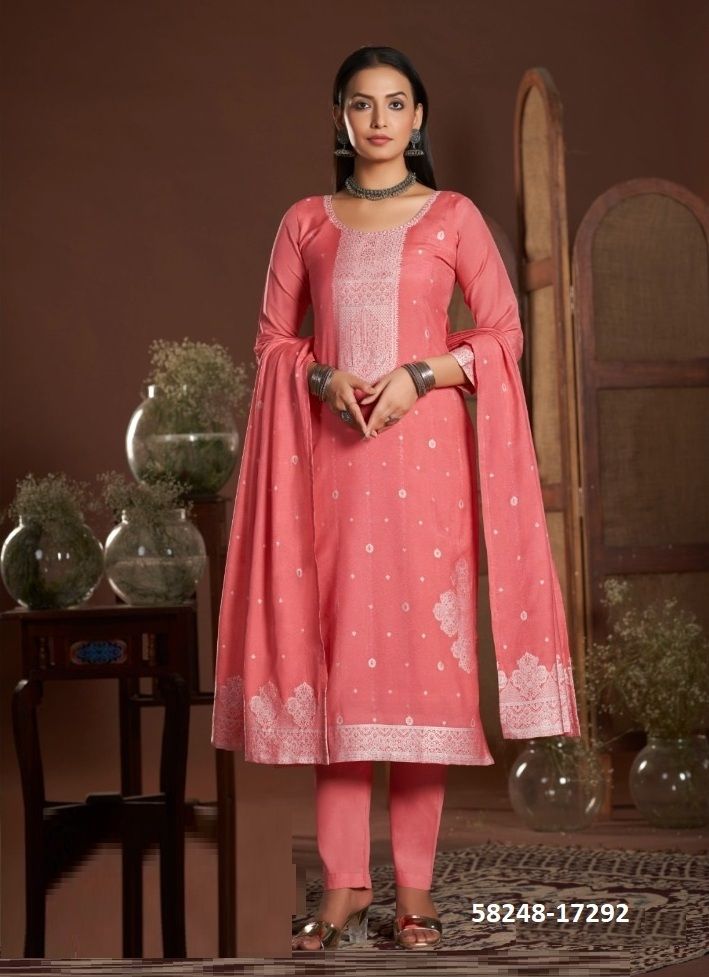 KIA LIGHT - Catalog # 58248 (Set of 6 Semi-Stitched / Un-Stitched Suits) by Brand KALARANG