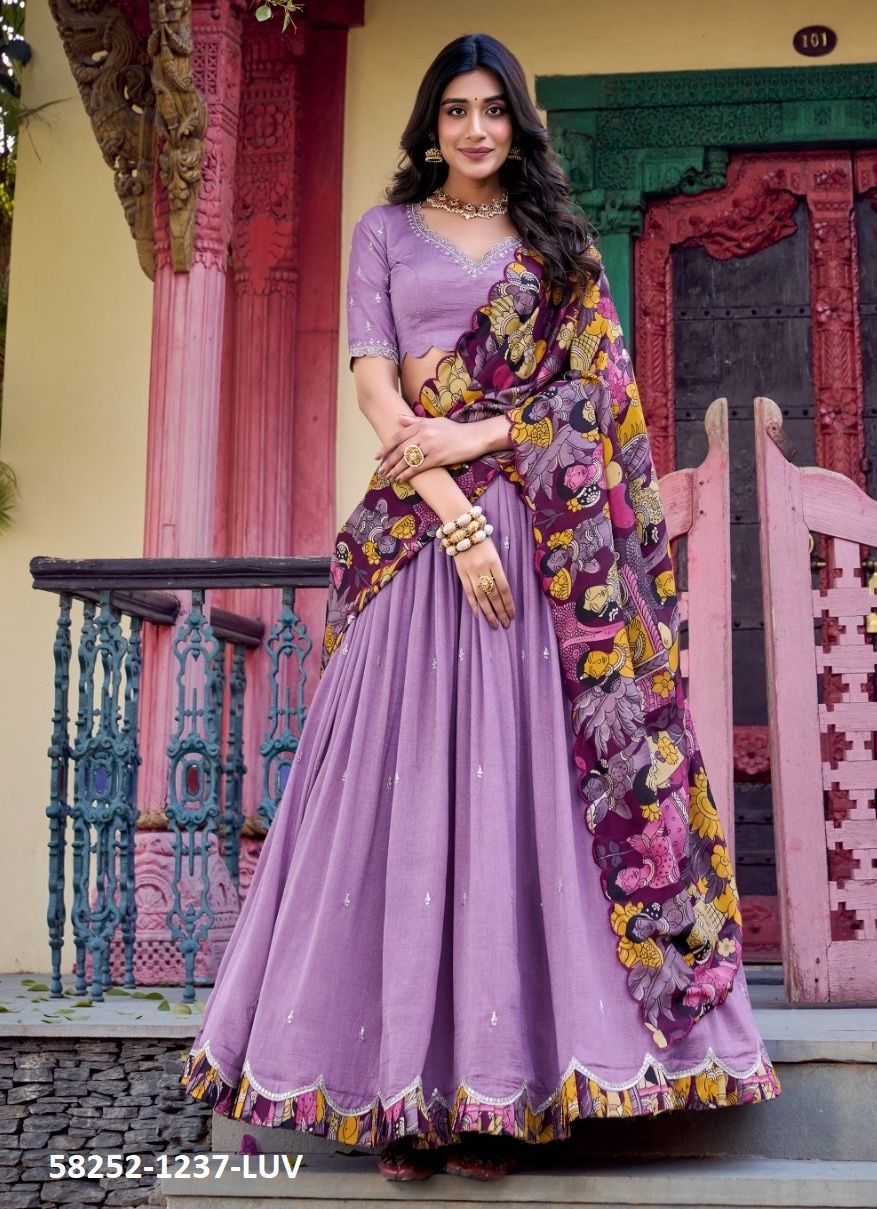 VARNIKA - Catalog # 58252 (Set of 4 Semi-Stitched Lehengas) by Brand STROLLAY ® VARNIKA - Catalog # 58252 (Set of 4 Semi-Stitched Lehengas) by Brand STROLLAY ®
