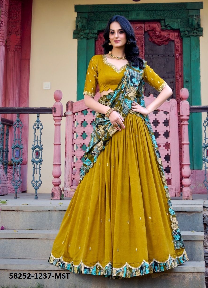 VARNIKA - Catalog # 58252 (Set of 4 Semi-Stitched Lehengas) by Brand STROLLAY ® VARNIKA - Catalog # 58252 (Set of 4 Semi-Stitched Lehengas) by Brand STROLLAY ®