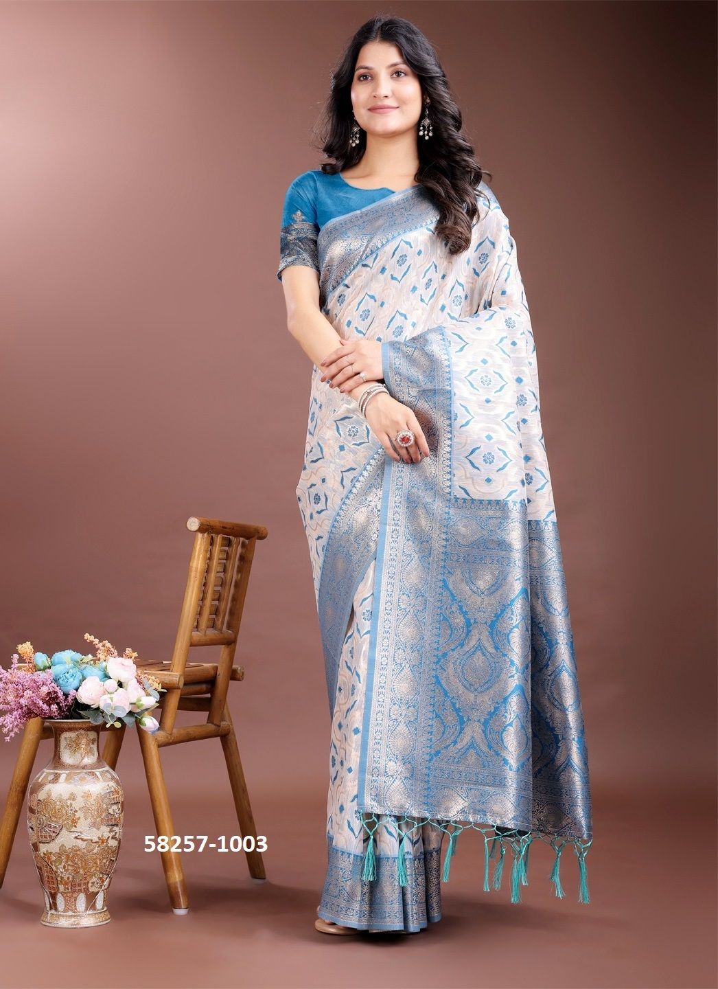 LINEN QUEEN 6 - Catalog # 58257 (Set of 6 Sarees) by Brand STROLLAY ®