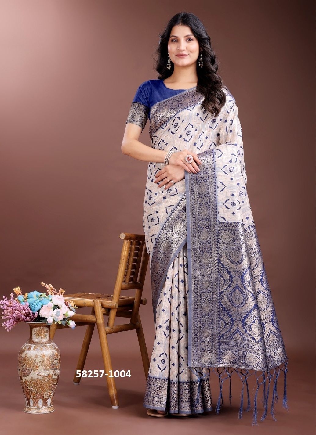 LINEN QUEEN 6 - Catalog # 58257 (Set of 6 Sarees) by Brand STROLLAY ®