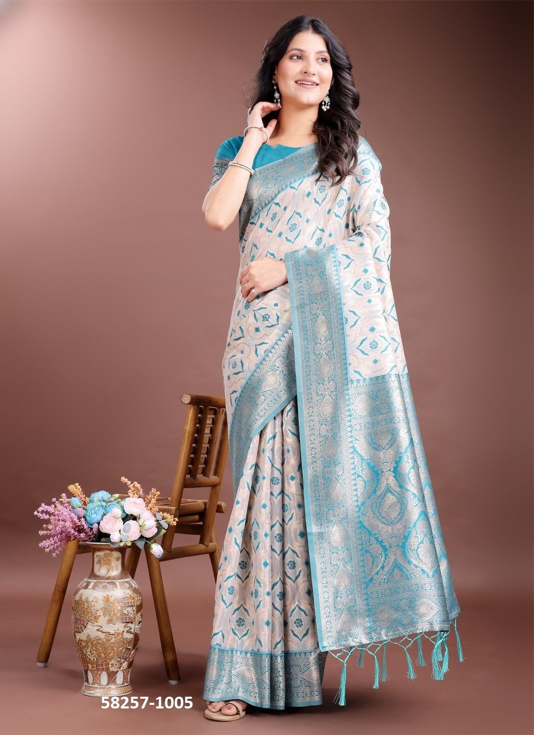 LINEN QUEEN 6 - Catalog # 58257 (Set of 6 Sarees) by Brand STROLLAY ®