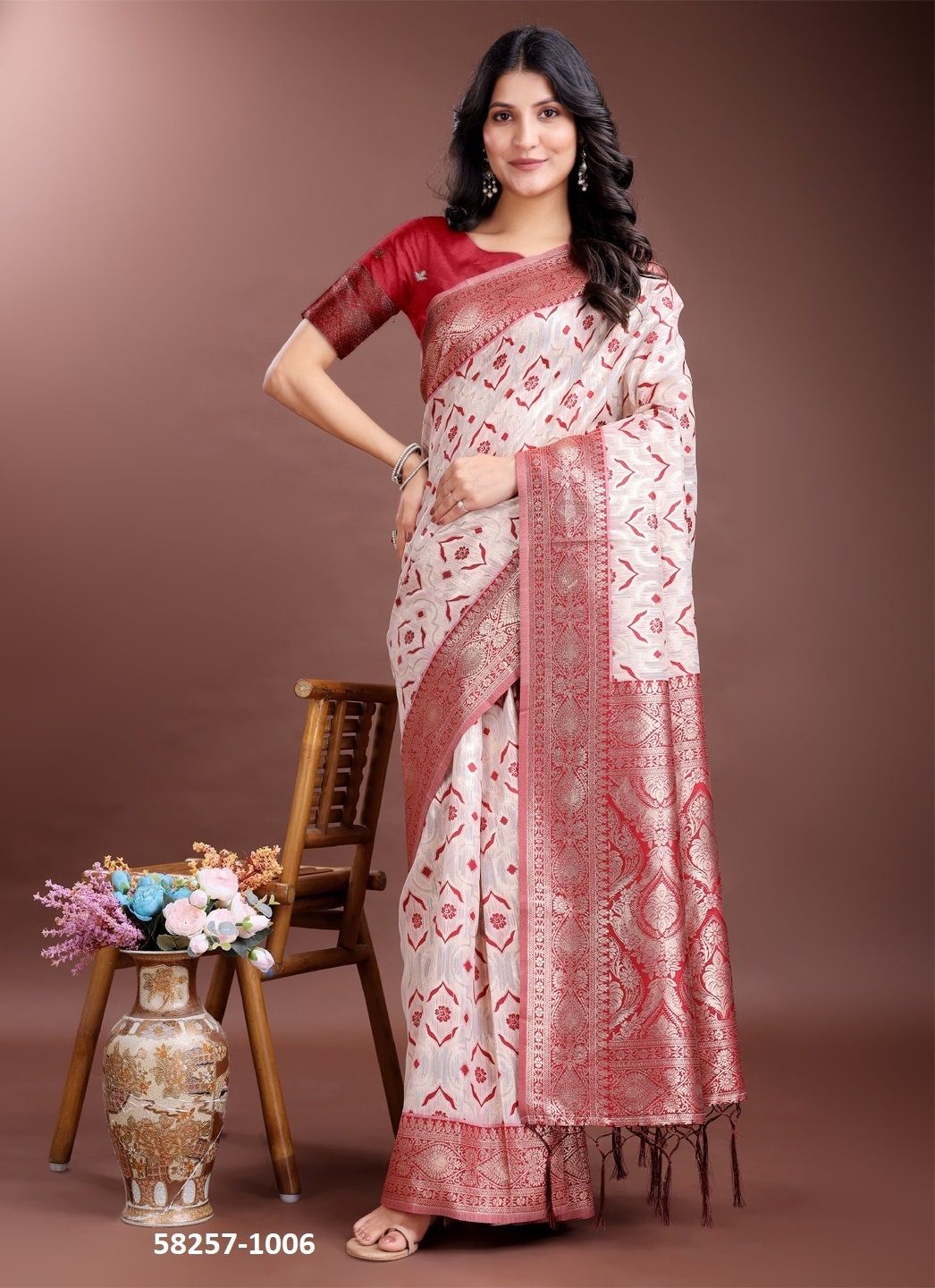 LINEN QUEEN 6 - Catalog # 58257 (Set of 6 Sarees) by Brand STROLLAY ®