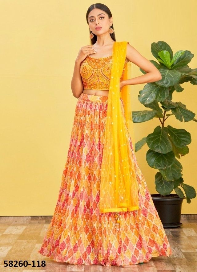 MANDAKINI 2 - Catalog # 58260 (Set of 11 Semi-Stitched Lehengas) by Brand STROLLAY ®