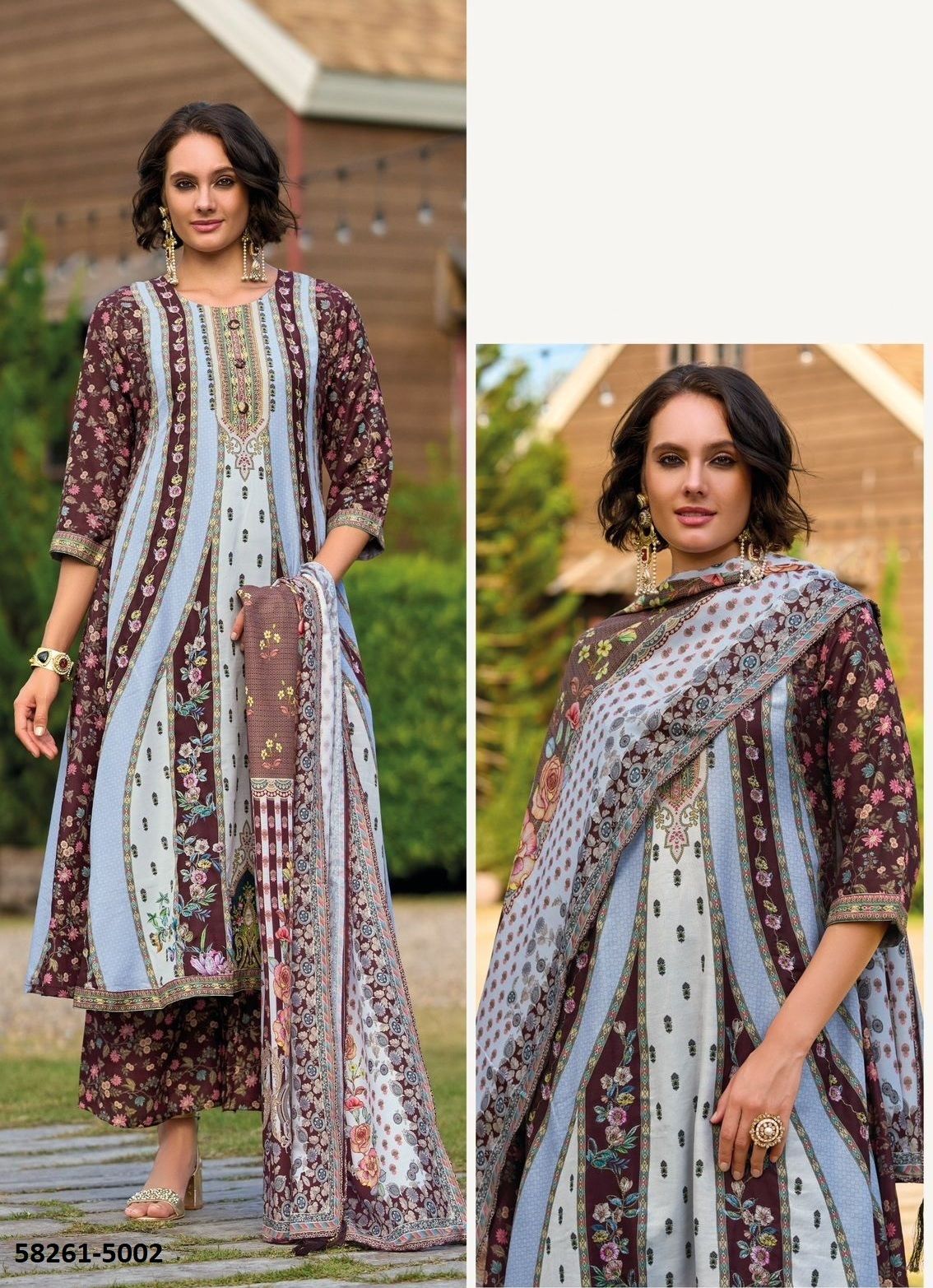 ISABELLA - Catalog # 58261 (Set of 7 SIZE-SETS [Readymade Salwar Suits]) by Brand POONAM DESIGNER