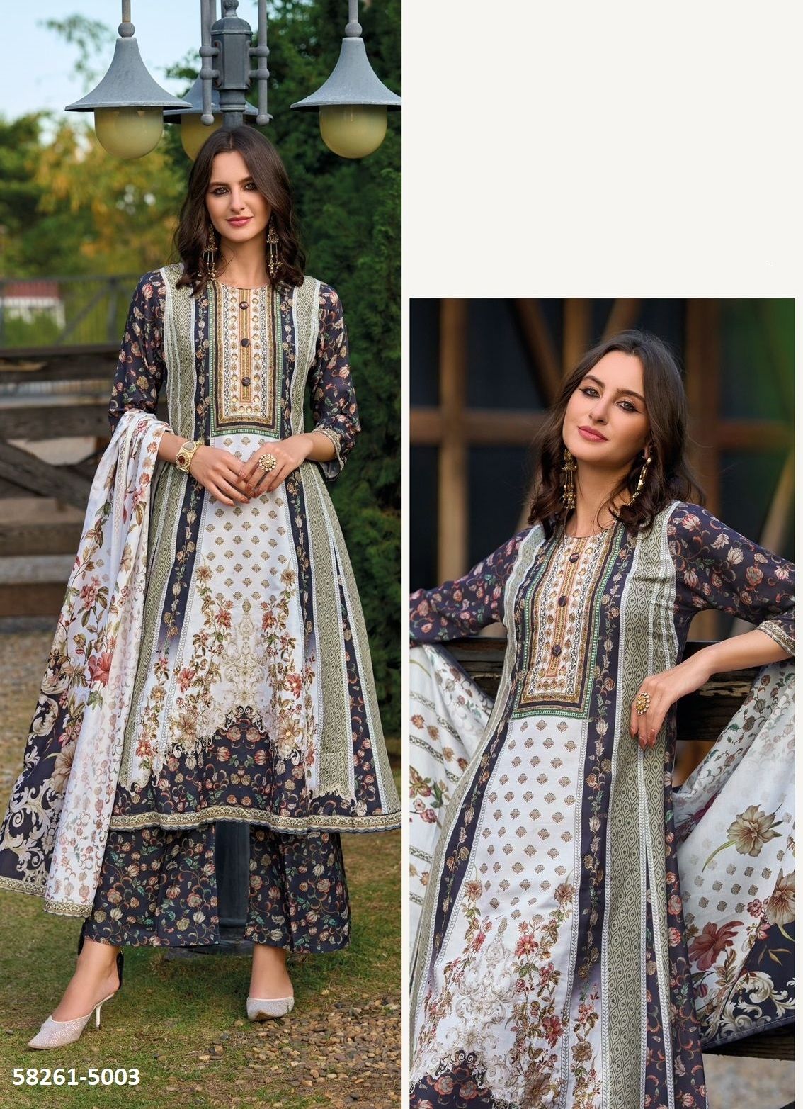 ISABELLA - Catalog # 58261 (Set of 7 SIZE-SETS [Readymade Salwar Suits]) by Brand POONAM DESIGNER