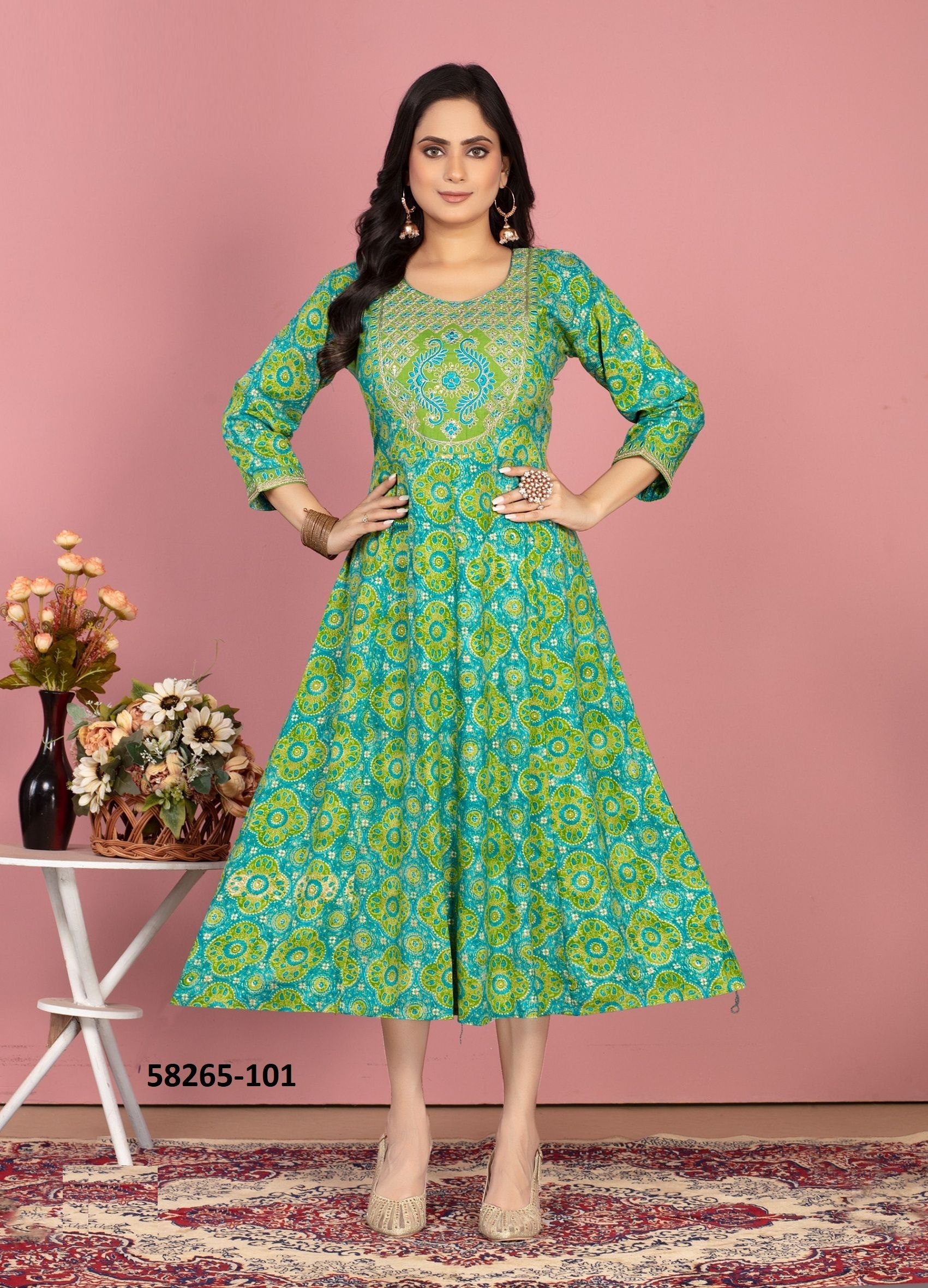 DEEDAR - Catalog # 58265 (Set of 6 Readymade Women's Kurtis / Tops) by Brand DEE CEE DEEDAR - Catalog # 58265 (Set of 6 Readymade Women's Kurtis / Tops) by Brand DEE CEE