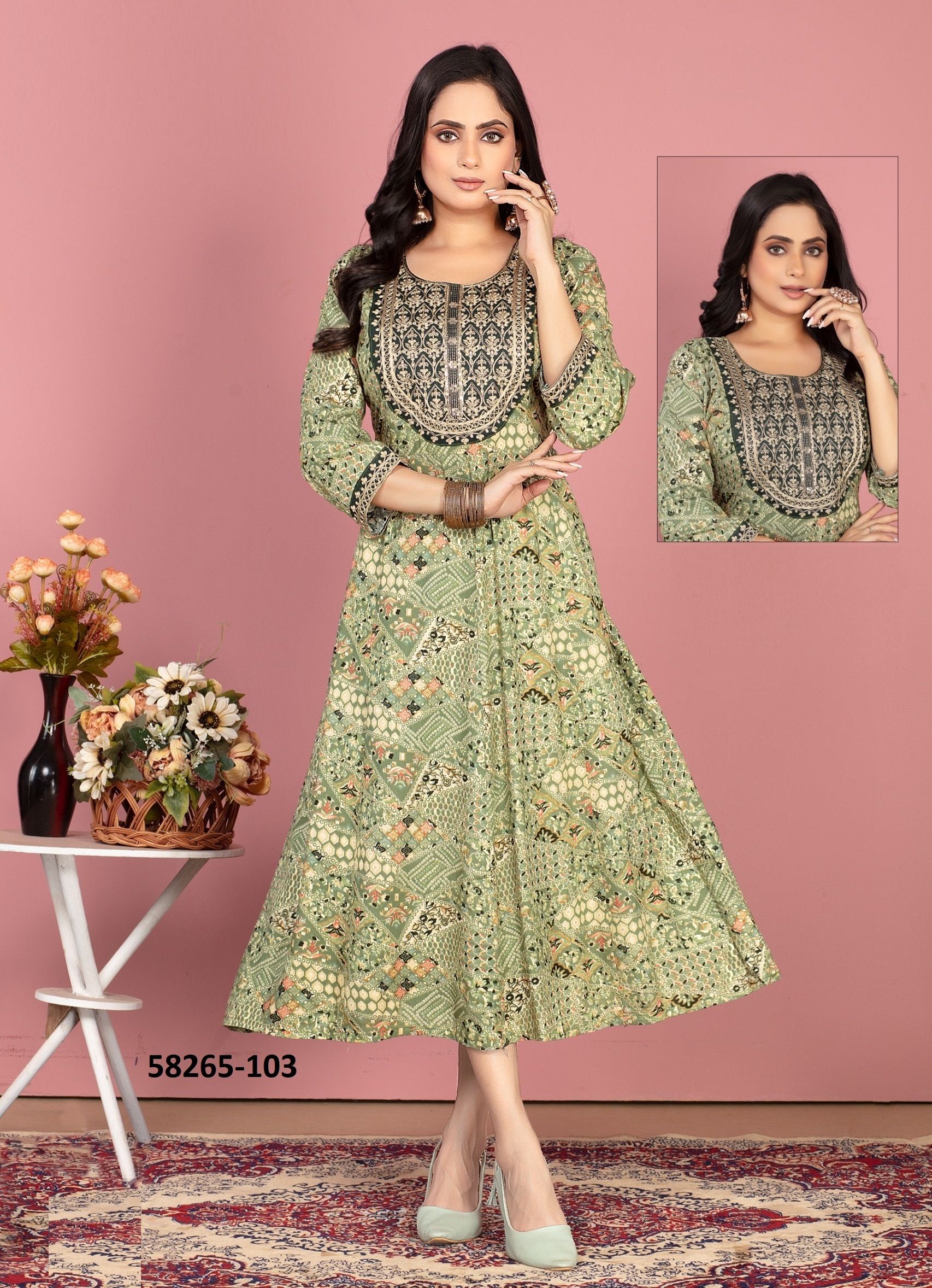 DEEDAR - Catalog # 58265 (Set of 6 Readymade Women's Kurtis / Tops) by Brand DEE CEE DEEDAR - Catalog # 58265 (Set of 6 Readymade Women's Kurtis / Tops) by Brand DEE CEE