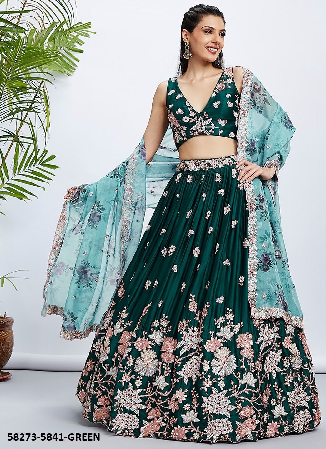 PF 5841 - Catalog # 58273 (Set of 3 Semi-Stitched Lehengas) by Brand STROLLAY ®