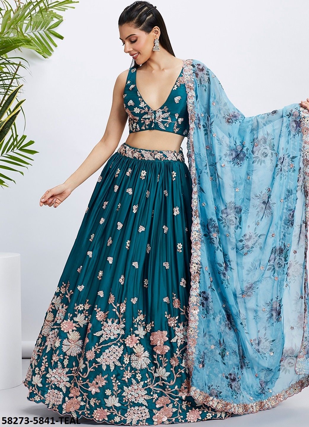 PF 5841 - Catalog # 58273 (Set of 3 Semi-Stitched Lehengas) by Brand STROLLAY ®