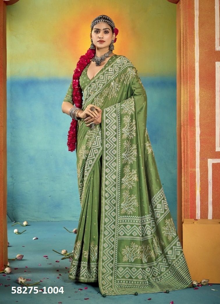 SARANGI - Catalog # 58275 (Set of 12 Sarees) by Brand SHUBH SHREE CREATIONS
