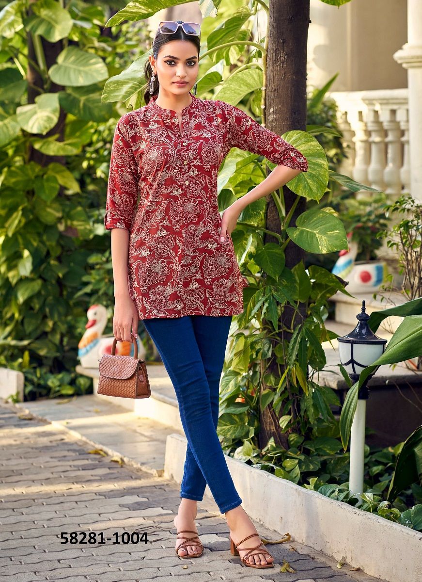 COTTON SHORTIES 8 - Catalog # 58281 (Set of 8 Readymade Women's Kurtis / Tops) by Brand TIPS & TOPS