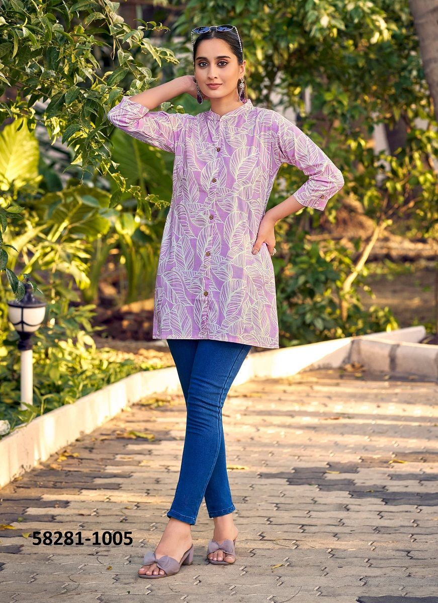 COTTON SHORTIES 8 - Catalog # 58281 (Set of 8 Readymade Women's Kurtis / Tops) by Brand TIPS & TOPS