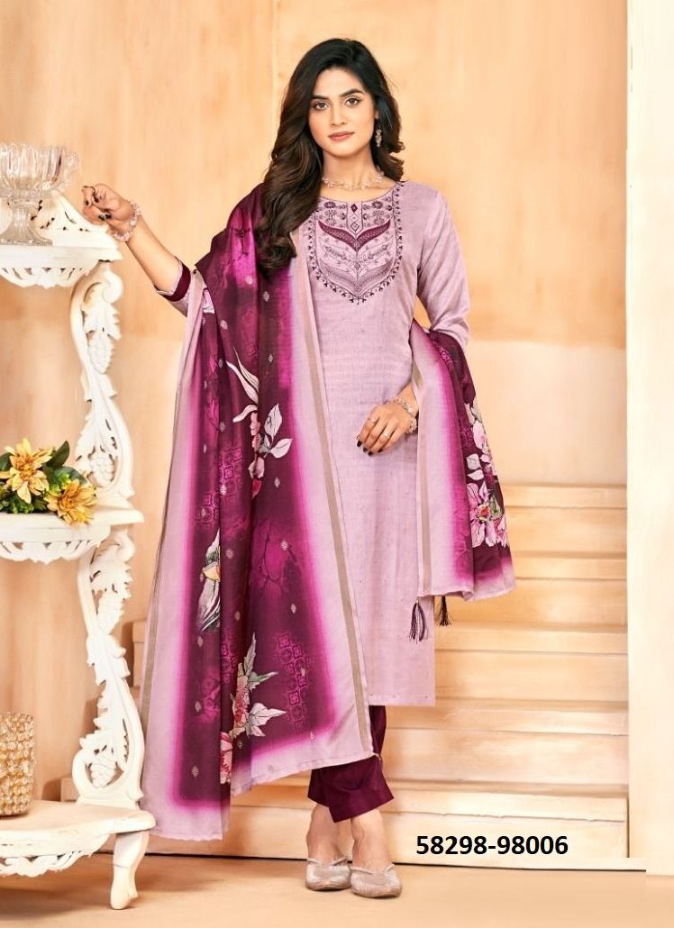 MUSKAAN - Catalog # 58298 (Set of 12 Readymade Salwar Suits) by Brand STROLLAY ®