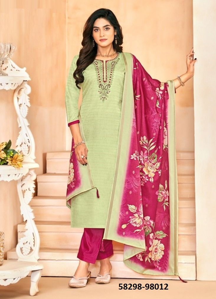 MUSKAAN - Catalog # 58298 (Set of 12 Readymade Salwar Suits) by Brand STROLLAY ®