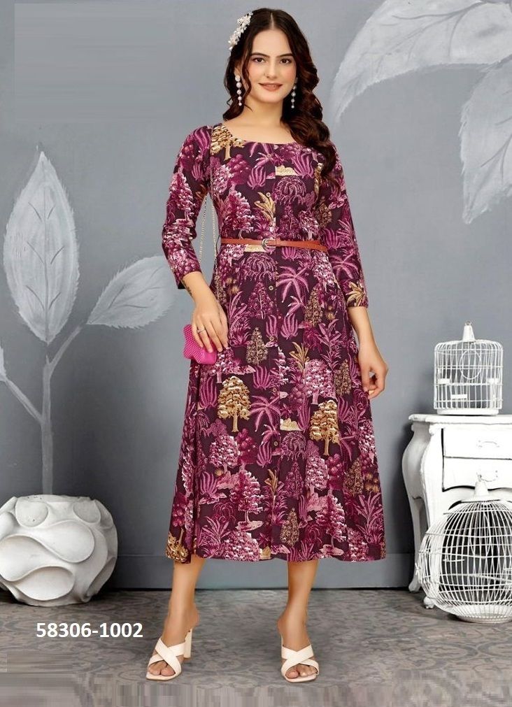 MANYA 1 - Catalog # 58306 (Set of 5 Readymade Women's Kurtis / Tops) by Brand POONAM DESIGNER