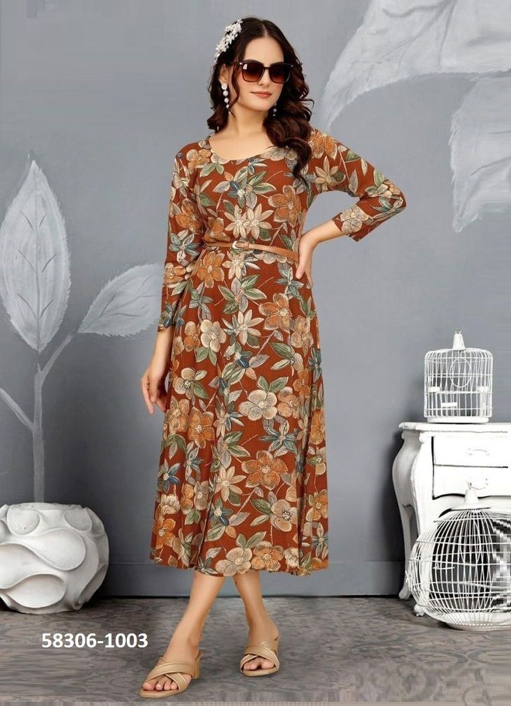 MANYA 1 - Catalog # 58306 (Set of 5 Readymade Women's Kurtis / Tops) by Brand POONAM DESIGNER