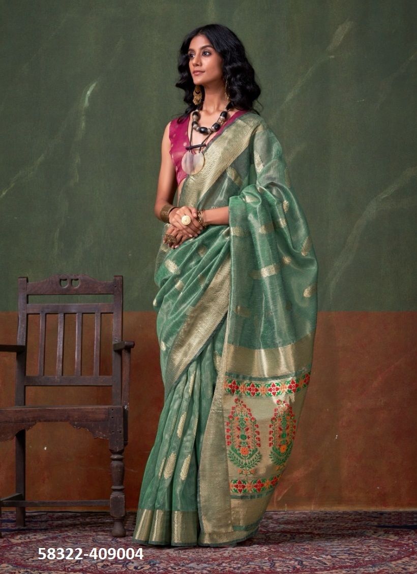 KORRA SIGNATURE TISSUE - Catalog # 58322 (Set of 6 Sarees) by Brand RAJTEX FABRICS