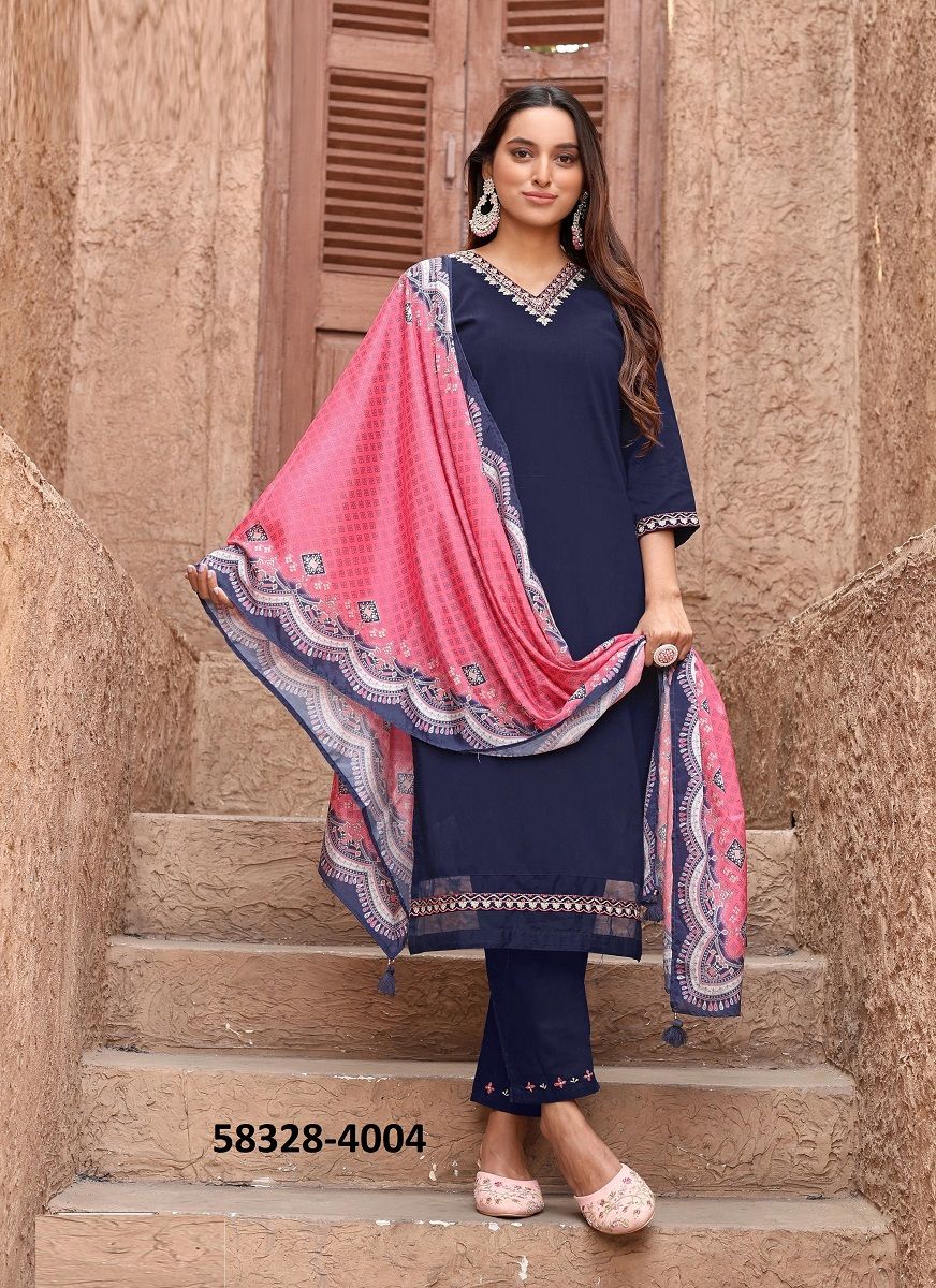 NAKASHI - Catalog # 58328 (Set of 4 Readymade Salwar Suits) by Brand KADLEE FASHION