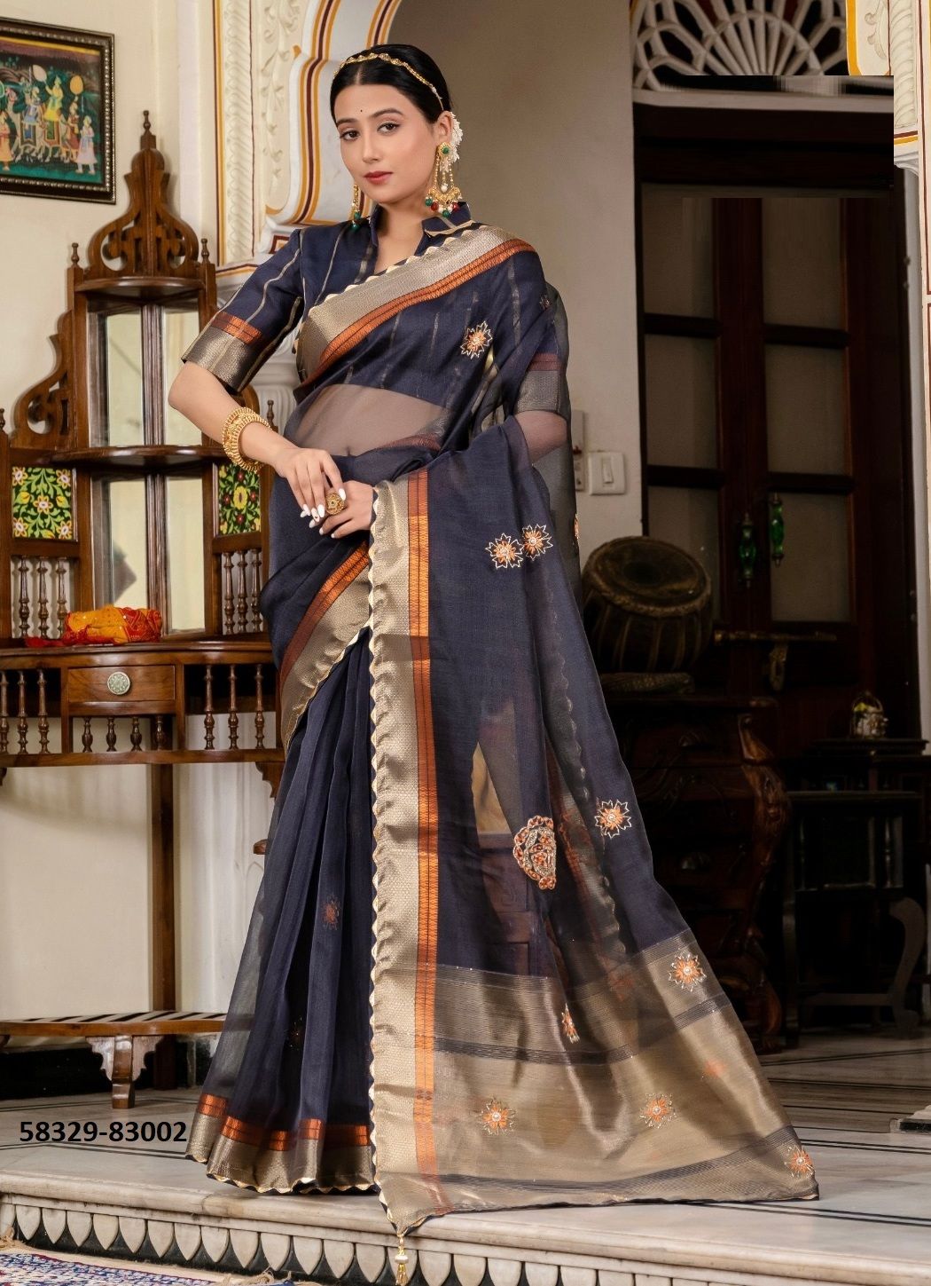 RESHA - Catalog # 58329 (Set of 4 Sarees) by Brand S-ETHNIC LIFESTYLE