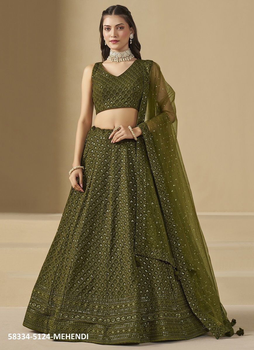FLORANCE 1 - Catalog # 58334 (Set of 5 Semi-Stitched Lehengas) by Brand STROLLAY ®