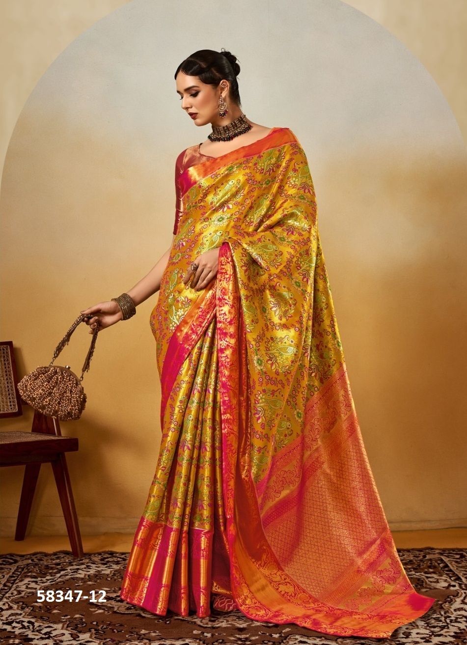 DHARMAVARAM - Catalog # 58347 (Set of 6 Sarees) by Brand RAJTEX FABRICS