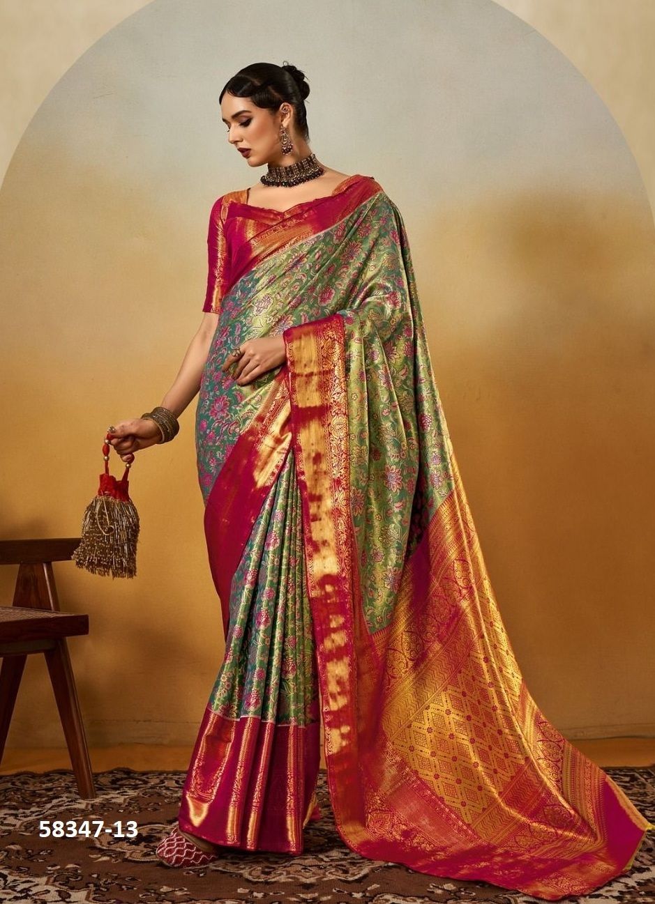 DHARMAVARAM - Catalog # 58347 (Set of 6 Sarees) by Brand RAJTEX FABRICS