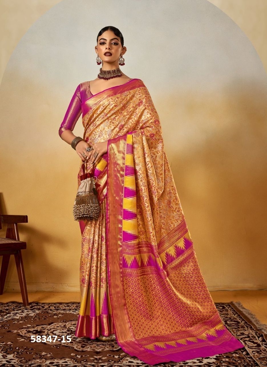 DHARMAVARAM - Catalog # 58347 (Set of 6 Sarees) by Brand RAJTEX FABRICS