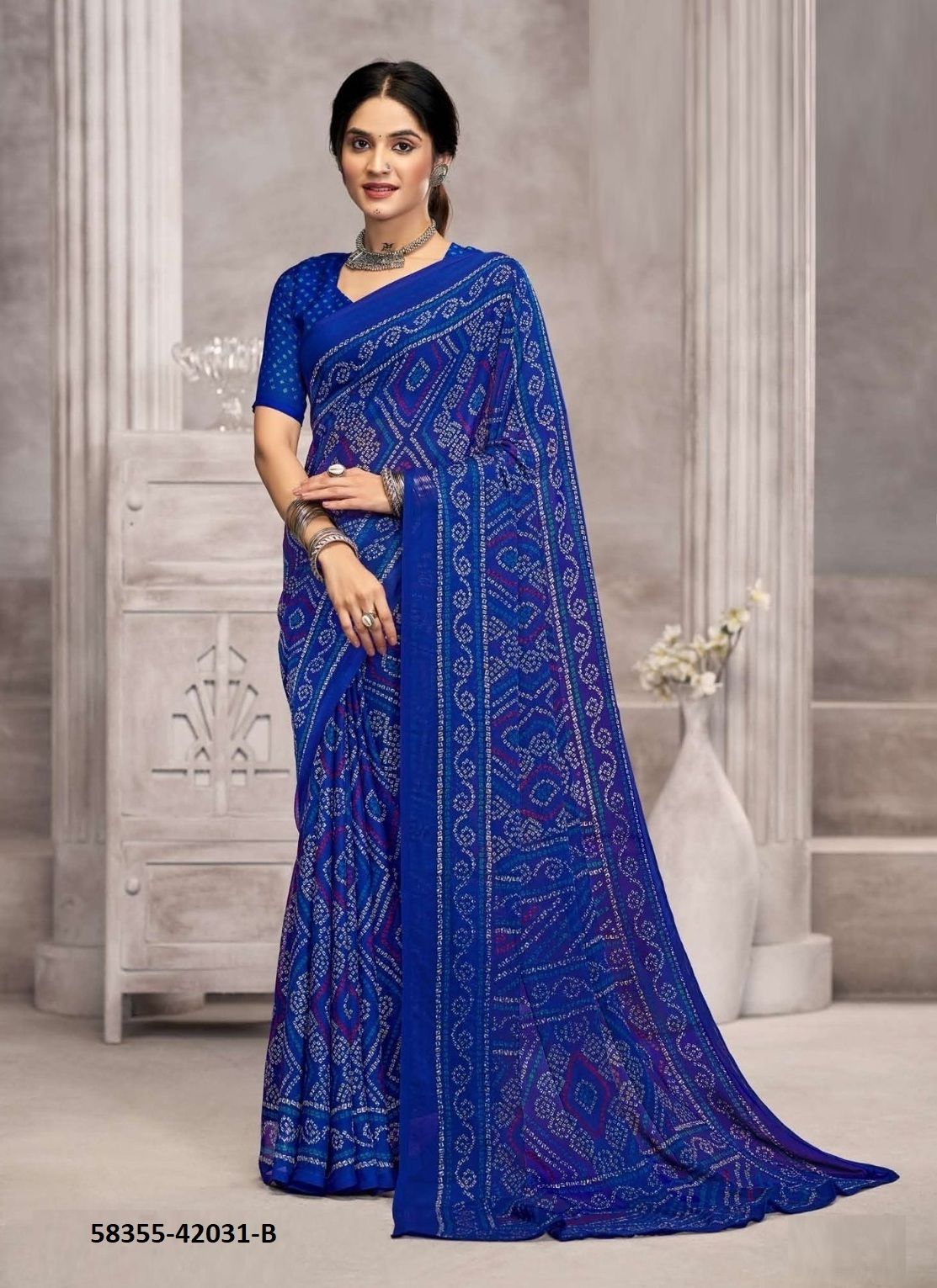 STAR CHIFFON 194 - Catalog # 58355 (Set of 12 Sarees) by Brand RUCHI SAREES