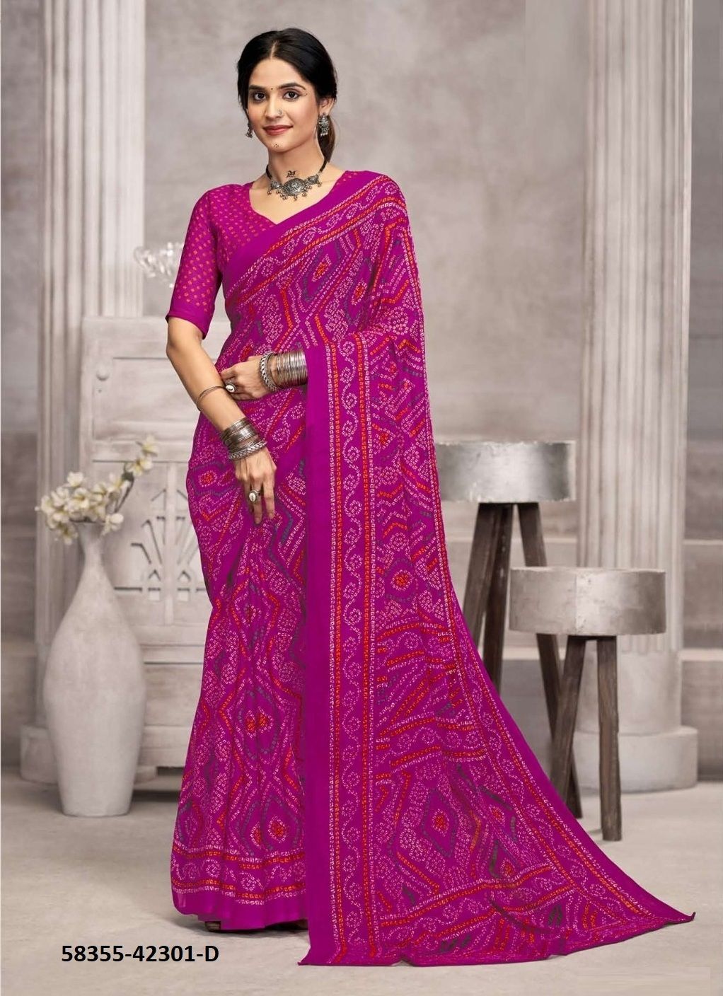 STAR CHIFFON 194 - Catalog # 58355 (Set of 12 Sarees) by Brand RUCHI SAREES