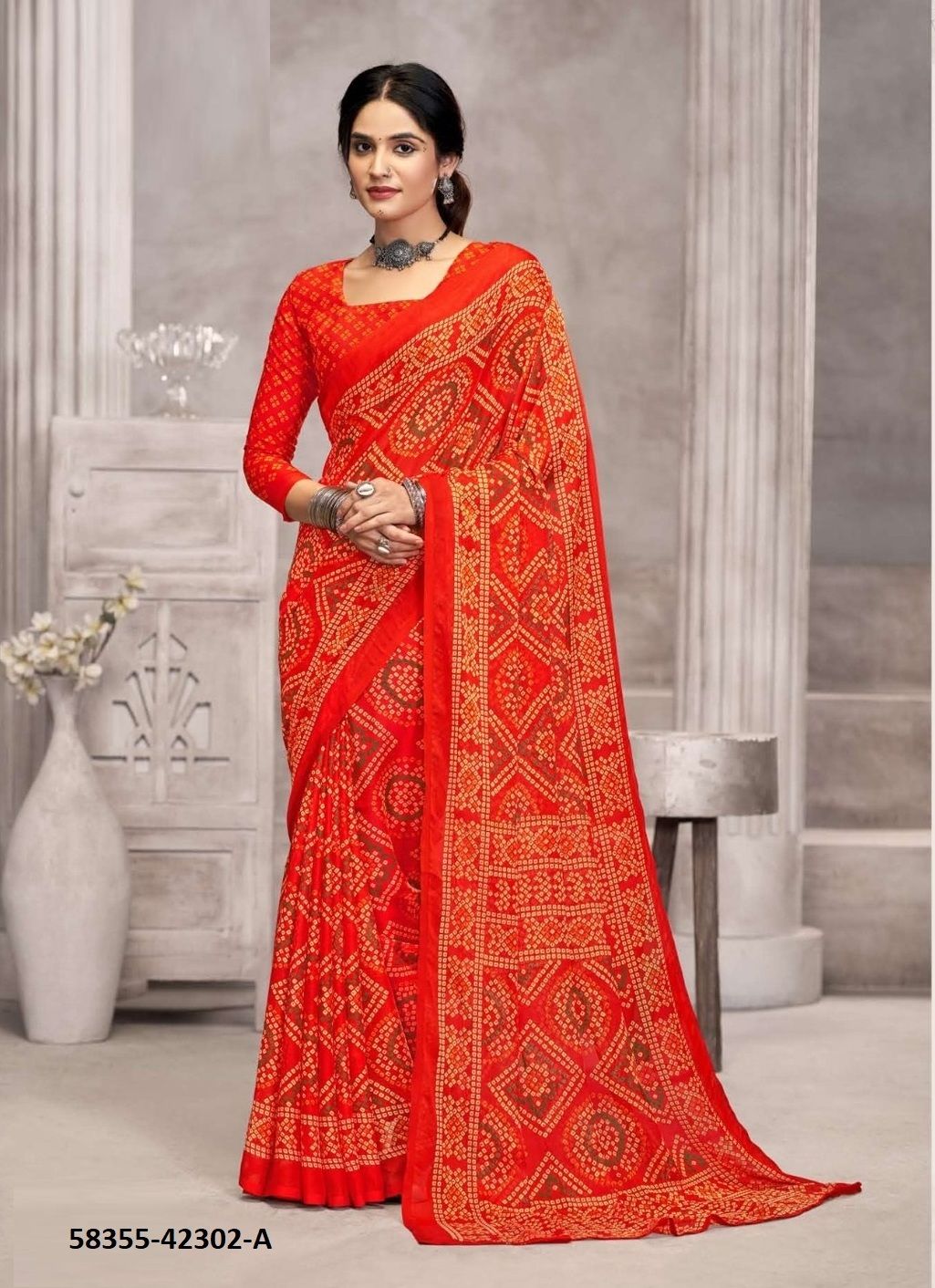 STAR CHIFFON 194 - Catalog # 58355 (Set of 12 Sarees) by Brand RUCHI SAREES