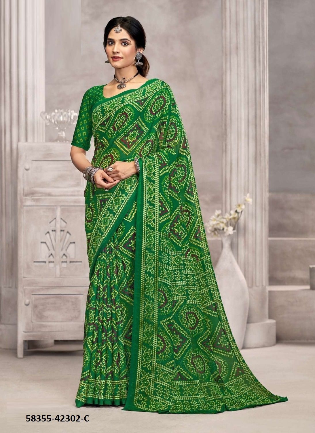 STAR CHIFFON 194 - Catalog # 58355 (Set of 12 Sarees) by Brand RUCHI SAREES