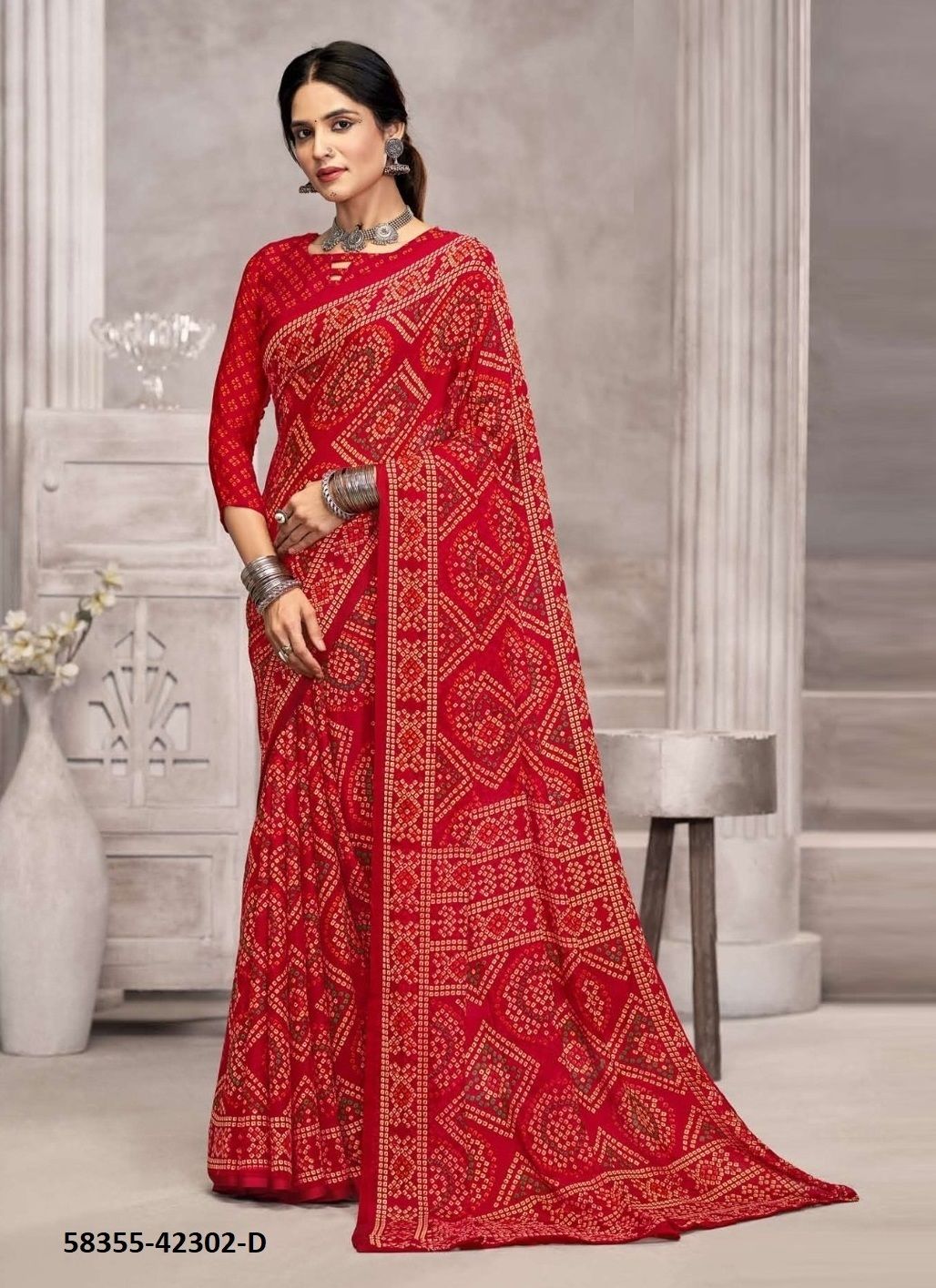 STAR CHIFFON 194 - Catalog # 58355 (Set of 12 Sarees) by Brand RUCHI SAREES
