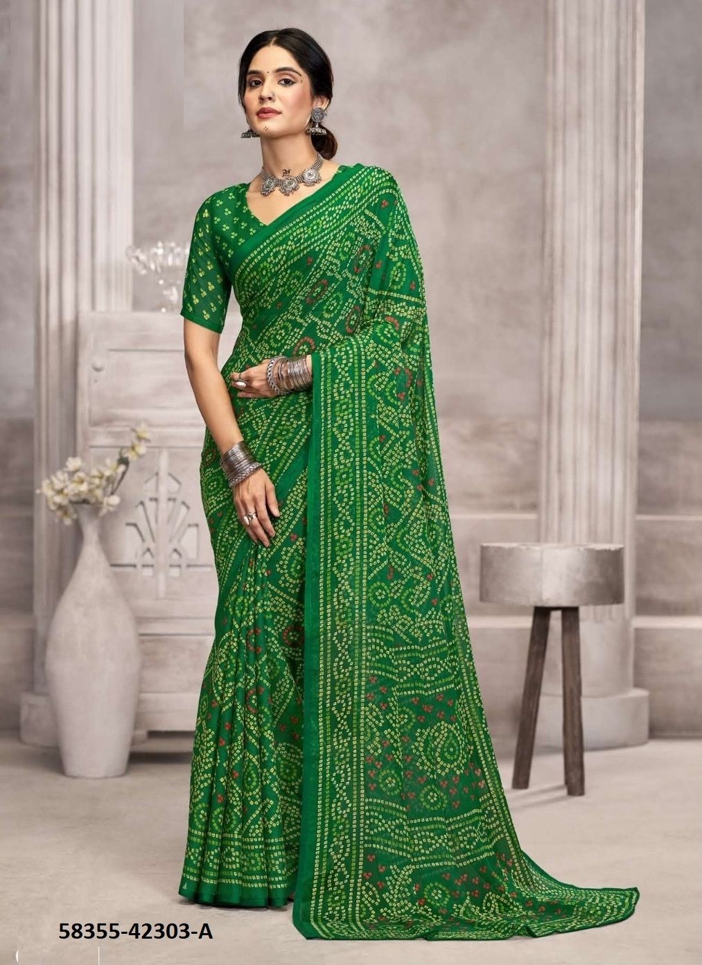 STAR CHIFFON 194 - Catalog # 58355 (Set of 12 Sarees) by Brand RUCHI SAREES