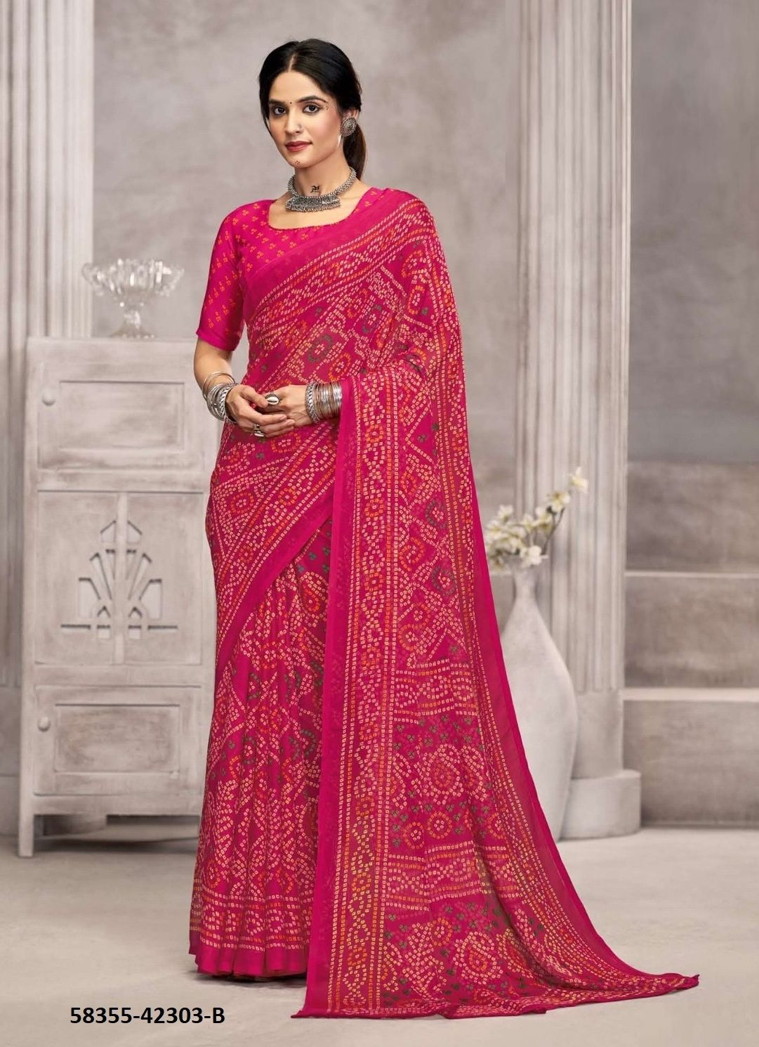 STAR CHIFFON 194 - Catalog # 58355 (Set of 12 Sarees) by Brand RUCHI SAREES