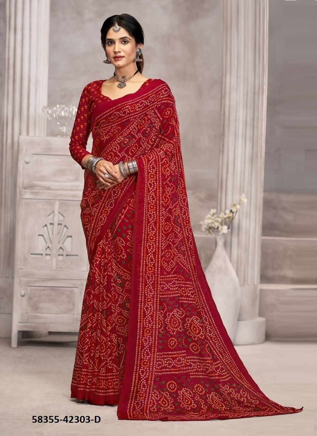 STAR CHIFFON 194 - Catalog # 58355 (Set of 12 Sarees) by Brand RUCHI SAREES