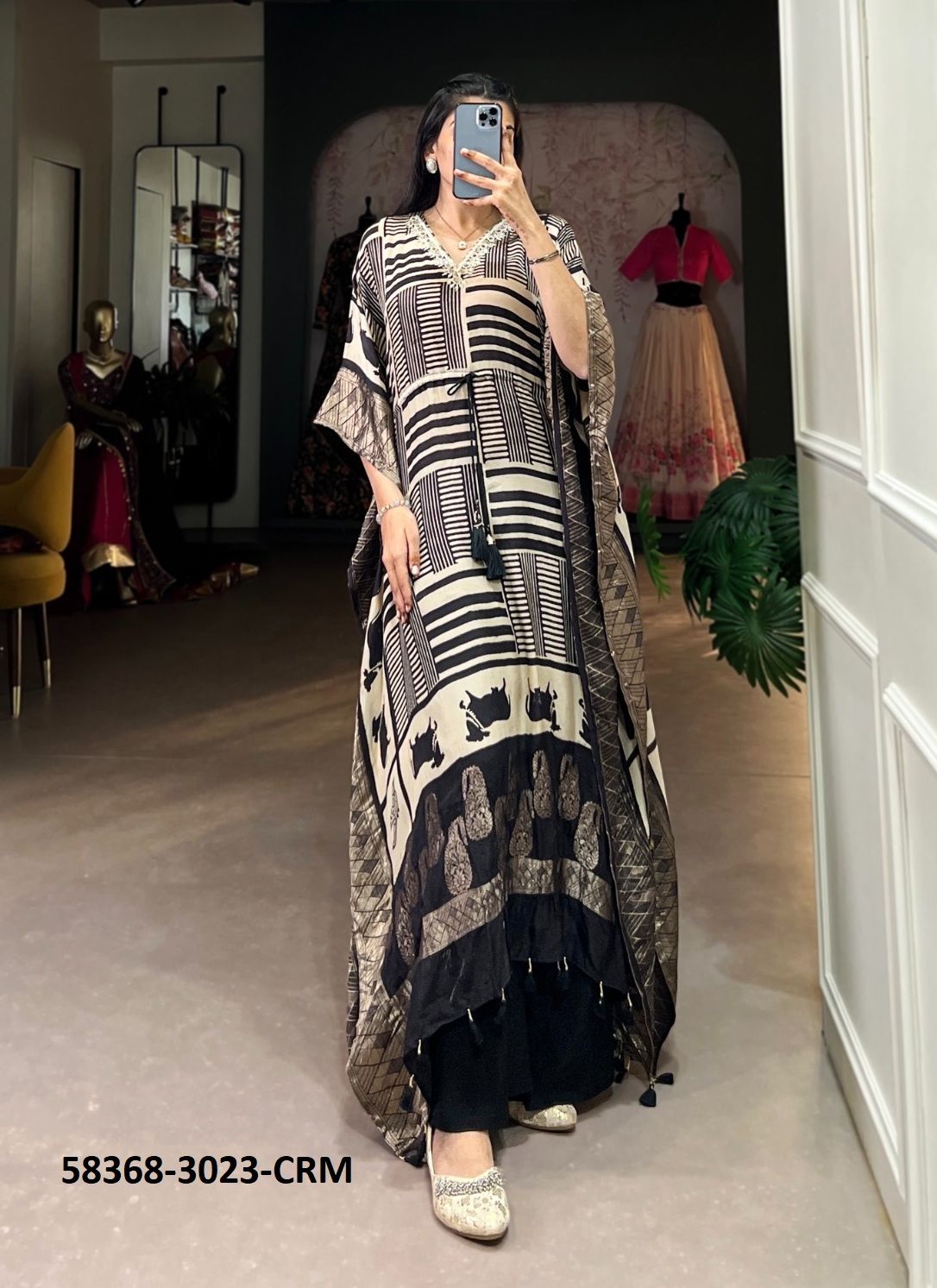 GAJJI SILK KAFTANS - Catalog # 58368 (Set of 4 Kaftans / Ponchos) by Brand STROLLAY ®
