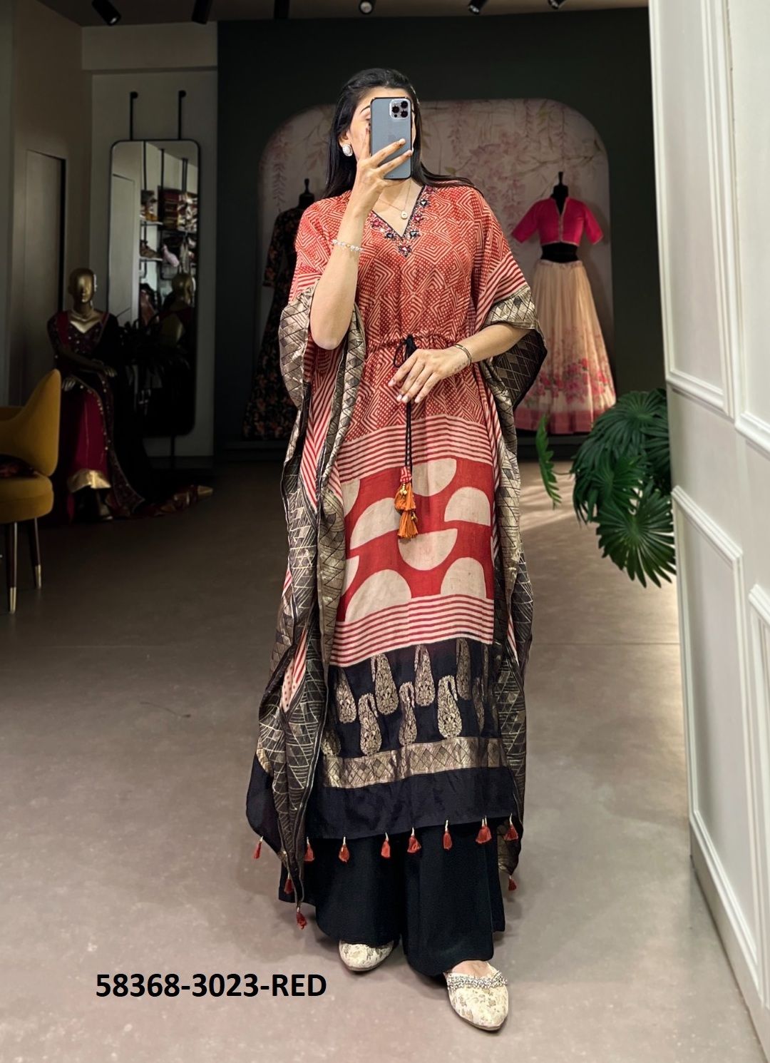 GAJJI SILK KAFTANS - Catalog # 58368 (Set of 4 Kaftans / Ponchos) by Brand STROLLAY ®