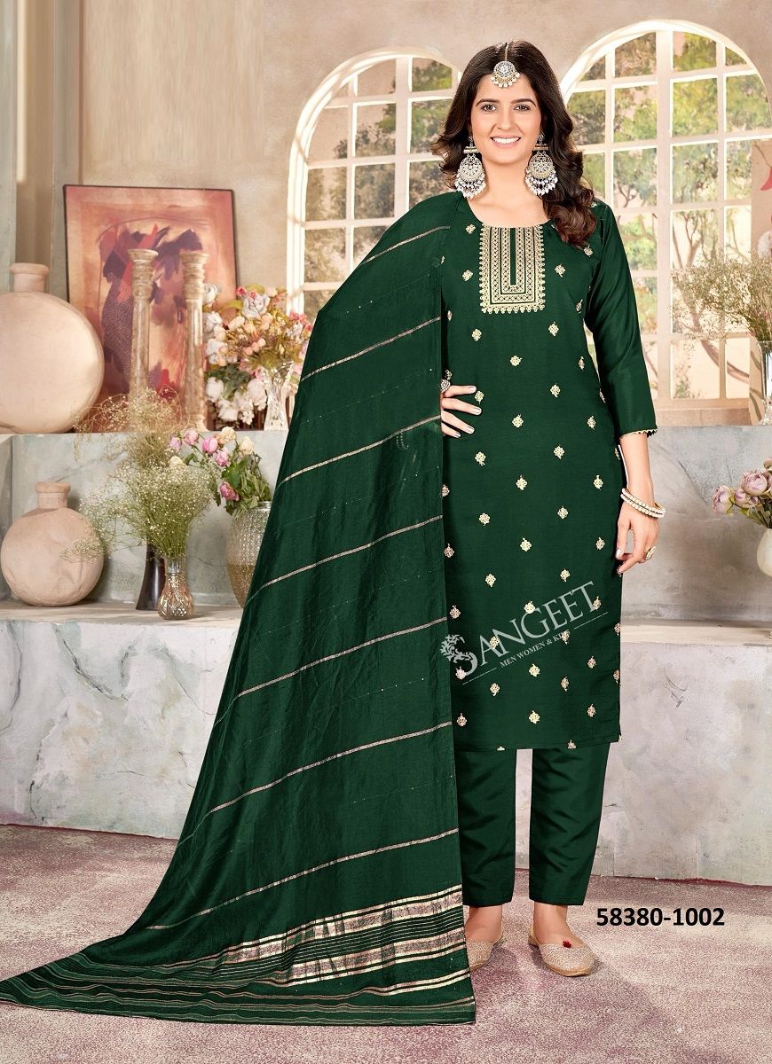 SHAKTI 2 - Catalog # 58380 (Set of 6 Readymade Salwar Suits) by Brand SANGEET
