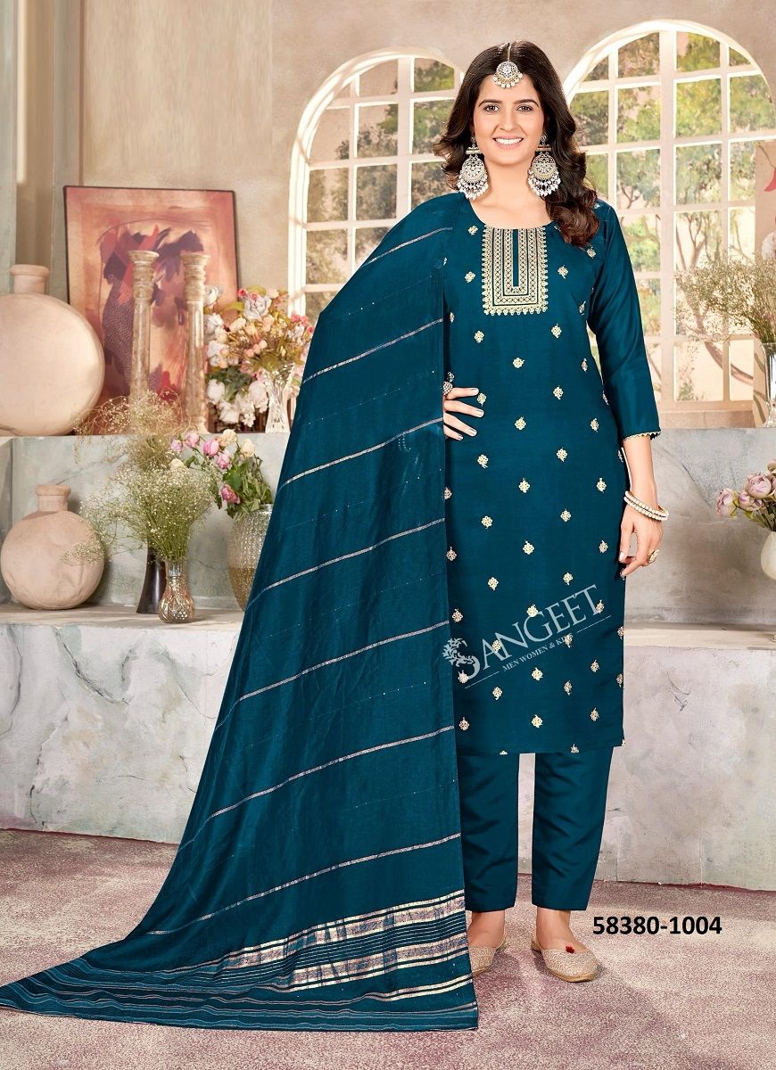 SHAKTI 2 - Catalog # 58380 (Set of 6 Readymade Salwar Suits) by Brand SANGEET