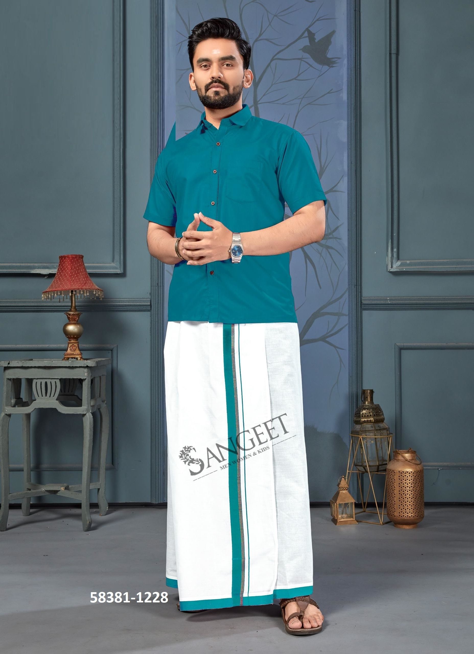 NAMMA CHENNAI [SHIRT + VESTI] - Catalog # 58381 (Set of 8 Men's Ethnic Wear) by Brand SANGEET